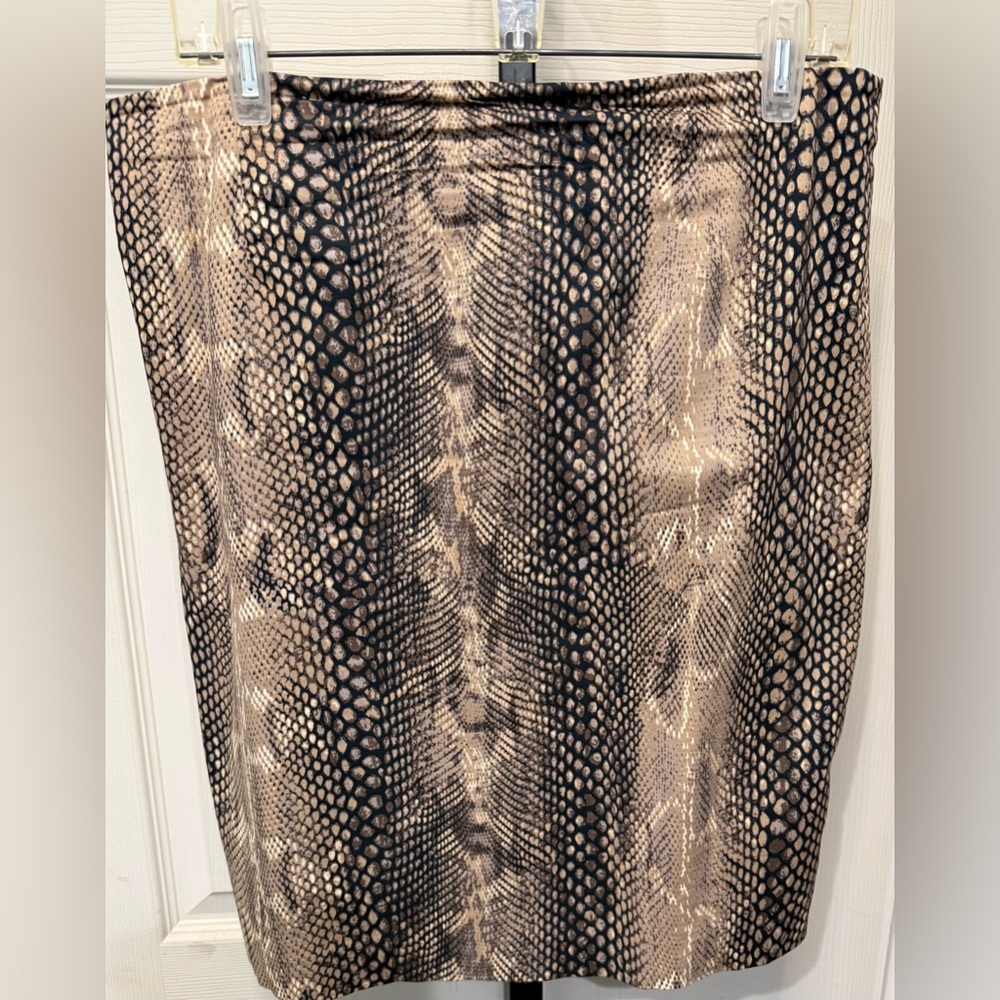 Express Design Studio Black and Tan Snake Print Pencil Skirt